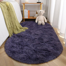 Terrug Oval Fluffy Ultra Soft Area Rugs for Bedroom Living Room, 2.6 x 5.3 Ft Plush Shaggy Kids Rug Small Throw Rugs for Dorm Boy Girl Room Bedside Nursery Mats Home Decor, Grey Purple