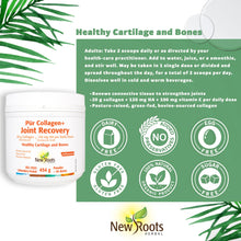 New Roots Herbal Pur Collagen + Joint Recovery, 454g - 20g Collagen, 120mg HA, Hydrolyzed Collagen Peptides Powder for Men & Women - Supports Cartilage, Bones and Joints, Collagen Supplement