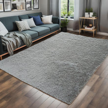 Poboton Super Soft Shaggy Area Rugs Fluffy Carpets, Indoor Area Rugs for Living Room Bedroom Kids, College Students Home Decor, Rectangular Fuzzy Rug, 5x8 Feet, Solid-LightGrey