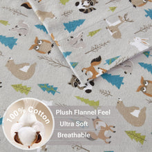 True North by Sleep Philosophy Cozy Flannel Warm 100% Cotton Sheet - Novelty Print Animals Stars Cute Ultra Soft Cold Weather Bedding Set, Full, Multi Forest Animals 4 Piece