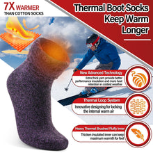 Welwoos Heated Thermal Socks for Women & Men Warm Winter Thick Ski Crew Insulated Socks Gift Socks Stocking Stuffers for Women 3 Pairs (Brown Black Violet,L)