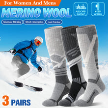 Merino Wool Ski Socks for Mens Womens Winter Thermal Warm Thick Snowboarding Skiing Knee High Socks for Cold Weather 3 Pairs Gifts Stocking Stuffers(Grey Series,L)