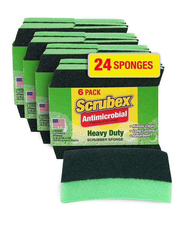 Scrubex Heavy Duty Odor Resistant Scrub Sponge, Multi-Purpose Sponge for Kitchen and Household, Safe for Non-Coated Cookware (24 sponges)