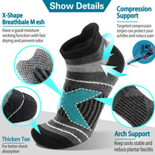 Merino Wool Ankle Running Hiking Socks Warm Thermal Winter Compression Thick Cushion No Show Moisture Wicking Gifts Stocking Stuffers Socks for Men Women 6 Pairs(Black,L)