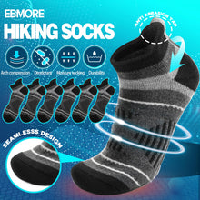 Merino Wool Ankle Running Hiking Socks Warm Thermal Winter Compression Thick Cushion No Show Moisture Wicking Gifts Stocking Stuffers Socks for Men Women 6 Pairs(Black,L)