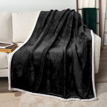 PAVILIA Premium Sherpa Throw Blanket for Couch Sofa | Super Soft, Cozy, Plush Microfiber Black Throw for Chair | Reversible Warm Flannel Fleece Solid Blanket(Black, 50 x 60 Inches)