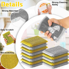 Thyle 24 Pack Steel Scrub Sponges for Dishes Non Scratch Scouring Sponge Multi Use Metal Scrubber Heavy Duty Dish Wash Kitchen Sponge for Pot Dish Washing Hard Surface Cleaning Tools (Gray, Yellow)