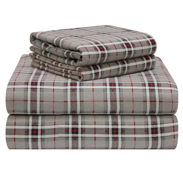 Pointehaven 180 GSM Luxury 100% Soft Cotton Printed Flannel Sheet Set, Twin XL, Derby - Warm & Cozy - Pre-Shrunk -Deep Pockets - Elastic All Around-Comfy Double Brushed -