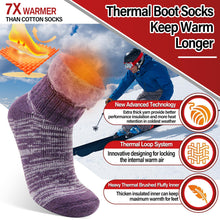 Welwoos Heated Thermal Socks for Women & Men Warm Winter Thick Ski Crew Insulated Socks Gift Socks Stocking Stuffers for Women 3 Pairs(Purple Cyan Black,M)