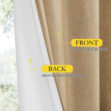 NICETOWN 100% Absolutely Blackout Linen Curtains with Thermal Insulated White Liner, Camel, W52 x L84, 2 Panels, Long Curtains 84 Inch Length for Patio Door, Doorway, Office, Overnight Shiftworker