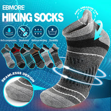 Merino Wool Ankle Hiking Running Socks Warm Thermal Winter Thick Compression Cushion No Show Moisture Wicking Gifts Stocking Stuffers Socks for Men 6 Pairs(Mix,M)