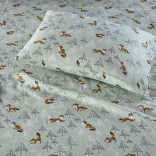 Intelligent Design Cozy Soft 100% Cotton Flannel Print Animals Stars Cute Warm, Ultra Soft Cold Weather Sheet Set Bedding, Queen, Seafoam Foxes 4 Piece