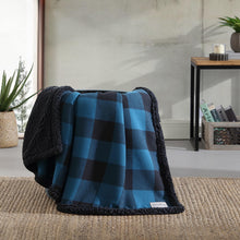 Eddie Bauer - Blanket, Super Soft Reversible Sherpa & Brushed Fleece Bedding, Throw Blankets for Couch, Ideal for Lounging (Cabin Plaid Blue)