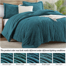 Homelike Moment Fleece King Comforter Set Blue, 3 Pieces Thick Soft Comforter with 2 Matching Pillow Shams, 3D Pattern Plush Fuzzy Bedding Comforter for King Size Bed, (106x90in, Teal Blue)