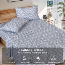 Ruvanti Flannel Sheets Full Size - 100% Cotton Double Brushed Bed Sheets Set, Deep Pockets 16 Inches, All Seasons Breathable & Extra Soft Full Sheets, Warm & Cozy, 4 Piece, Damask