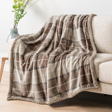 PAVILIA Premium Plaid Fleece Sherpa Throw Blanket | Super Soft, Cozy, Lightweight Microfiber, Reversible, All Season for Couch or Bed (Taupe, 50 x 60 Inches)