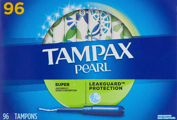 Tampax Pearl Unscented Super Absorbency Tampons, 96 Count